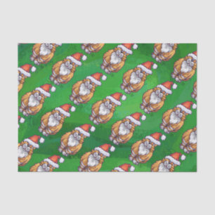 Papel De Seda Ginger Cat Christmas em verde