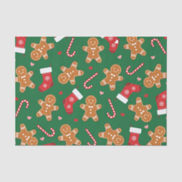 Papel De Seda Gingercake Candy Cane Stockings Christmas Green