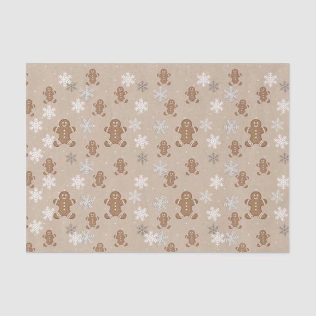 Papel De Seda Gingerpão Man Cookie Snowflake Baking Holiday (Frente )