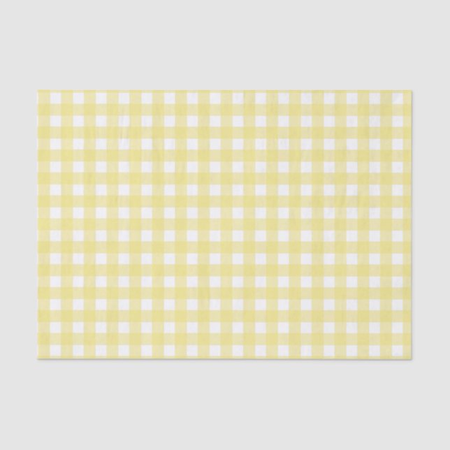 Papel De Seda Gingham amarelo pálido e branco (Frente )