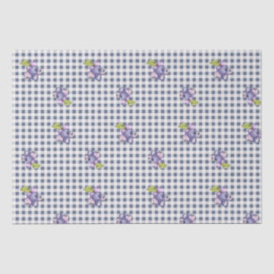 Papel De Seda Gingham Azul de Cinza Azul
