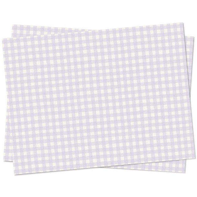 Papel De Seda Gingham Check Pastel Lilac Purple Cream (Simple pastel lilac purple gingham check tissue paper)