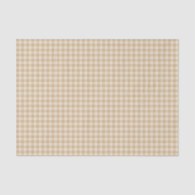 Papel De Seda Gingham Elegant Cream Patterno (Frente )