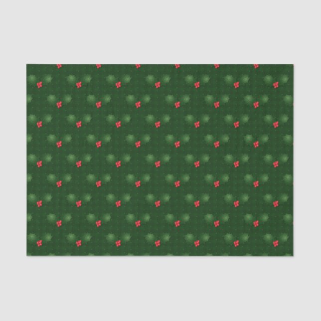 Papel De Seda Gingham Holly Berries (Frente )