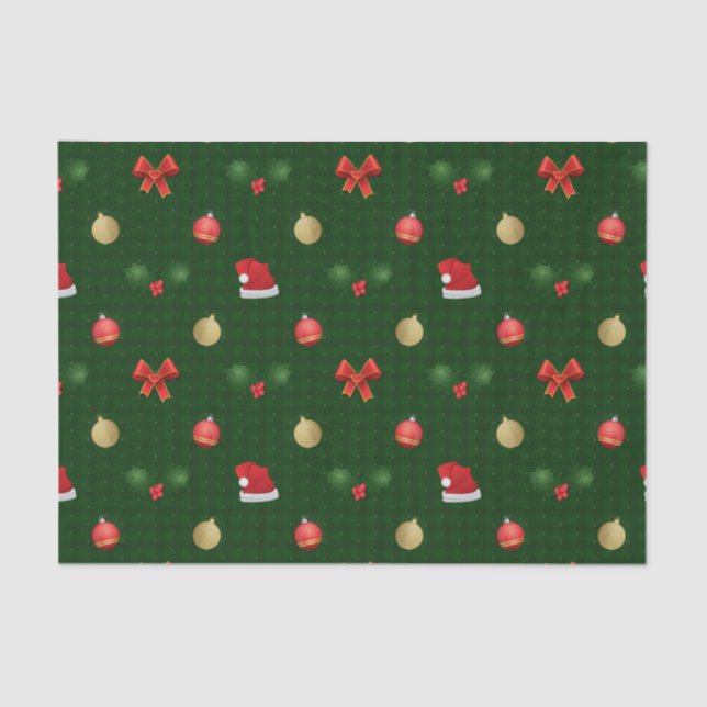 Papel De Seda Gingham Navidad Ornaments (Frente )