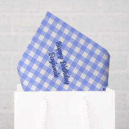 Papel De Seda Gingham Padrões de Correspondência Branca Azul