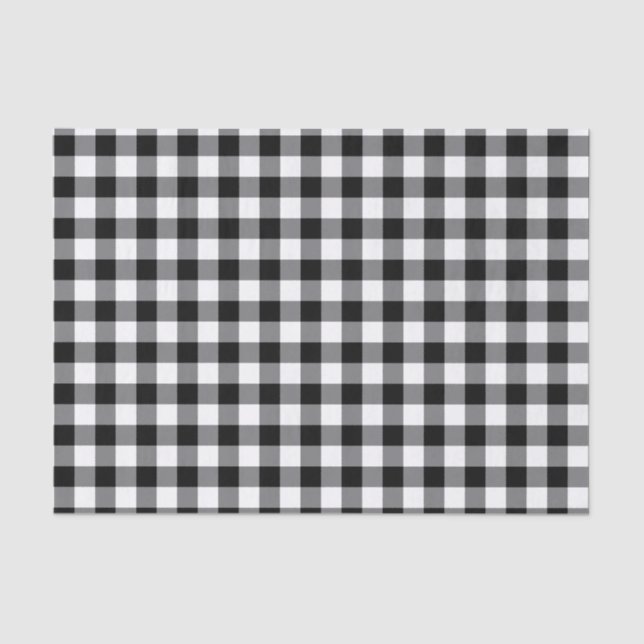 Papel De Seda Gingham Preto E Branco (Frente )