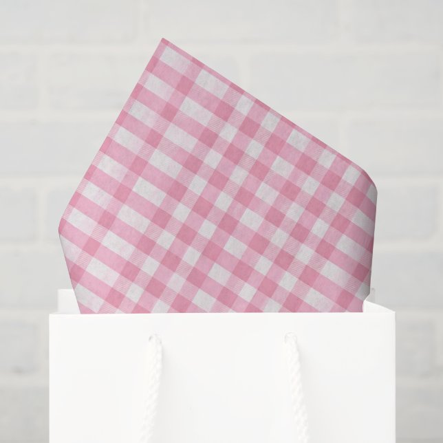 Papel De Seda Gingham Rosa e Branco (Sacola de presentes)