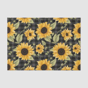 Papel De Seda Gingham Sunflower Pattern