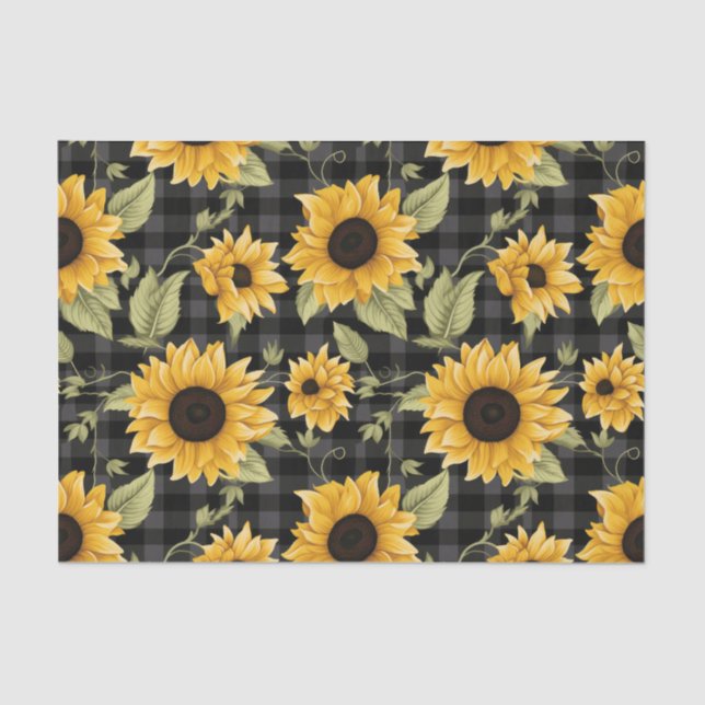 Papel De Seda Gingham Sunflower Pattern (Frente )