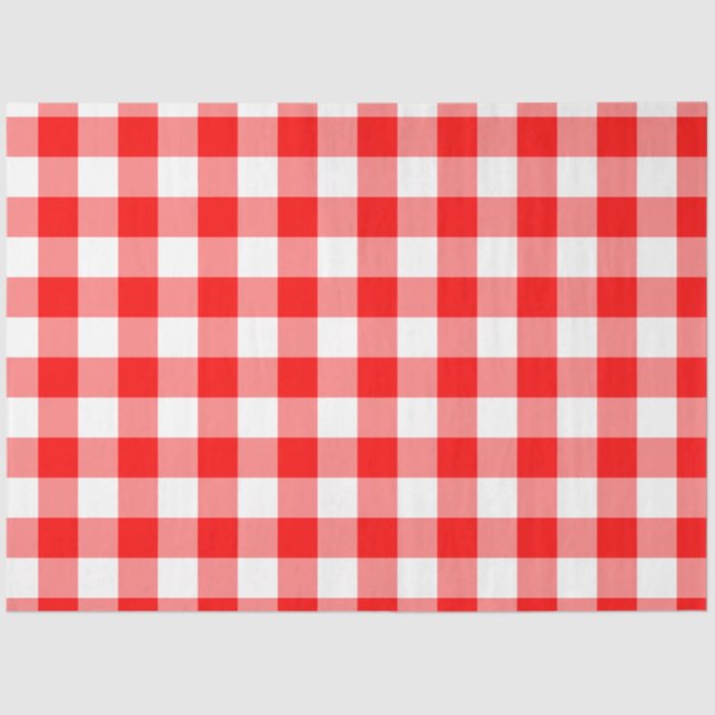 Papel De Seda Gingham Vermelho Brilhante Personalizado (Frente )