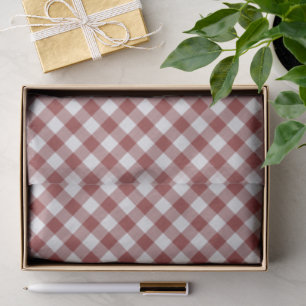 Papel De Seda Gingham Vermelho chique Branco Luz Maroon
