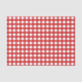 Papel De Seda Gingham vermelho e branco