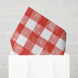 Papel De Seda Gingham Vermelho em Escala Grande em Aquarela