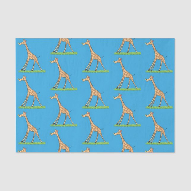 Papel De Seda Girafa bonita e feliz com cartoon de borboleta (Frente )