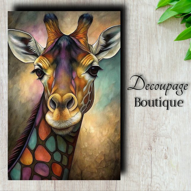 Papel De Seda Girafa em Decoupage com Vidro de Cor (Stained Glass Giraffe Decoupage Tissue Paper)