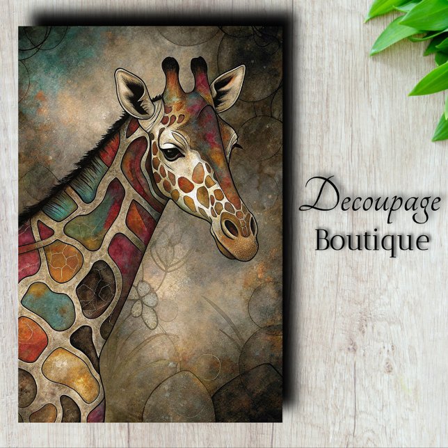 Papel De Seda Girafa Mosaico Decoupage (Mosaic Giraffe Decoupage Tissue Paper)