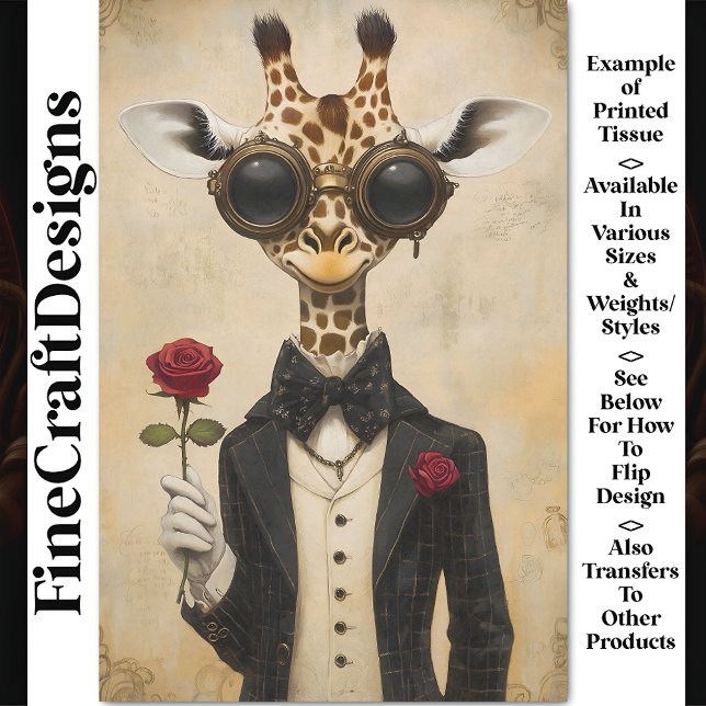 Papel De Seda Girafa Romântica legal + desacoplamento AH2 Rosa v (Criador carregado)