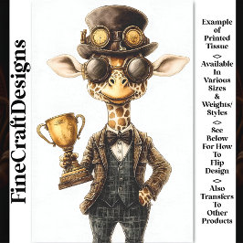 Papel De Seda Girafa Steampunk Excêntrica, Decoupagem Taça Trofé