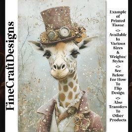 Papel De Seda Girafa Steampunk Vitoriana, Decoupage Cartão CA5 c