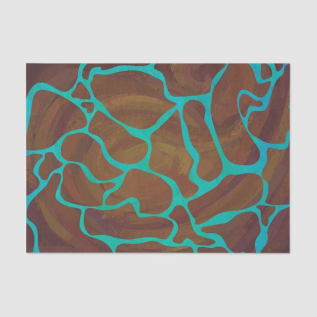 Papel De Seda Giraffe Brown e Teal Impressão (Frente )