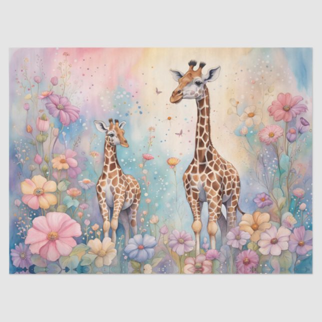 Papel De Seda Giraffe Garden Pastel (Frente )