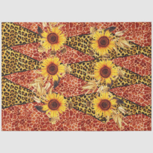 PAPEL DE SEDA GIRAFFE IMPRESSO, FURACA DE PELO LEOPARD E FLORES 