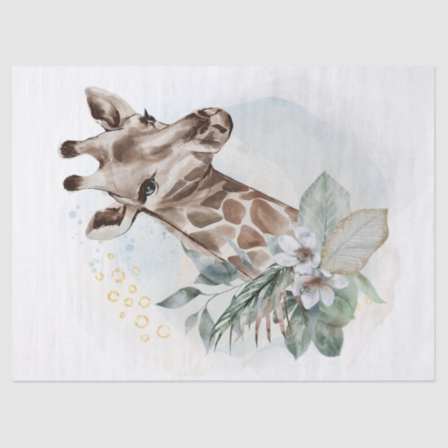 Papel De Seda Giraffe Watercolor Retrato (Frente )