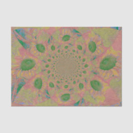 Papel De Seda Girasóis Enrubescem Rosa Verde Arte Abstrata Decou