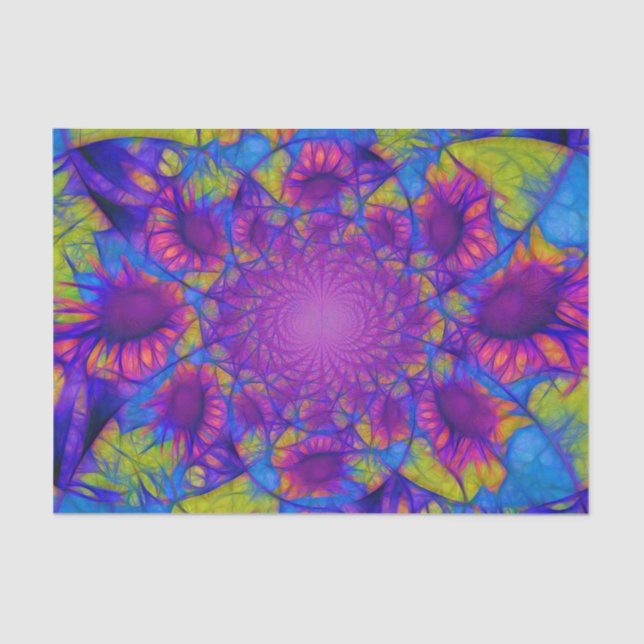 Papel De Seda Girasóis Roxo Azul Amarelo Decoupage Abstrato (Frente )