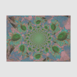 Papel De Seda Girasóis Verde Rosa Azul Arte Abstrata Decoupagem
