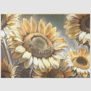Papel De Seda Girassóis De Arte Moderna Sobre Coleção De Campos