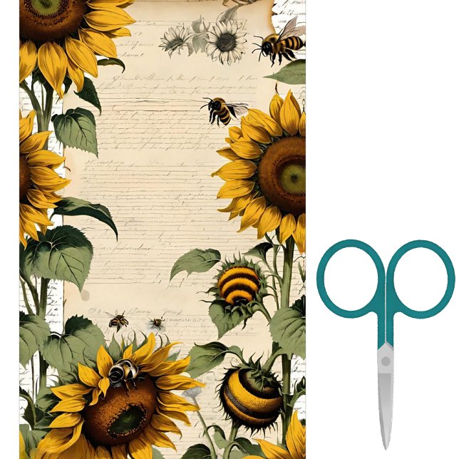Papel De Seda Girassóis e Abelhas Linha Script (Criador carregado)