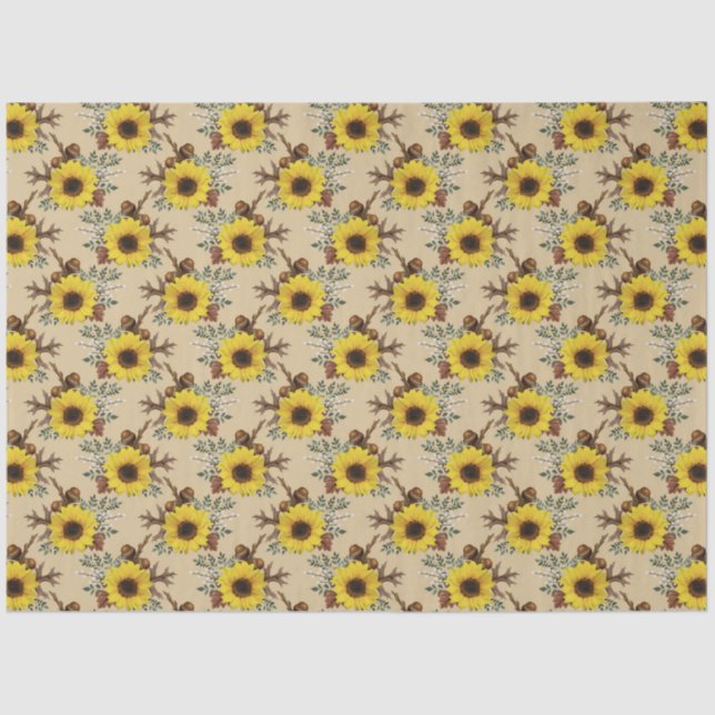 Papel De Seda Girassóis e folhas de algodão russo (Frente )