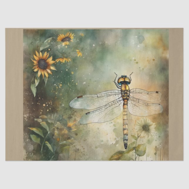 Papel De Seda Girassóis e libélula (Frente )