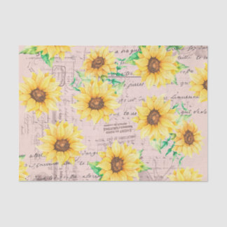 Papel De Seda Girassóis e Sequência Floral de Script