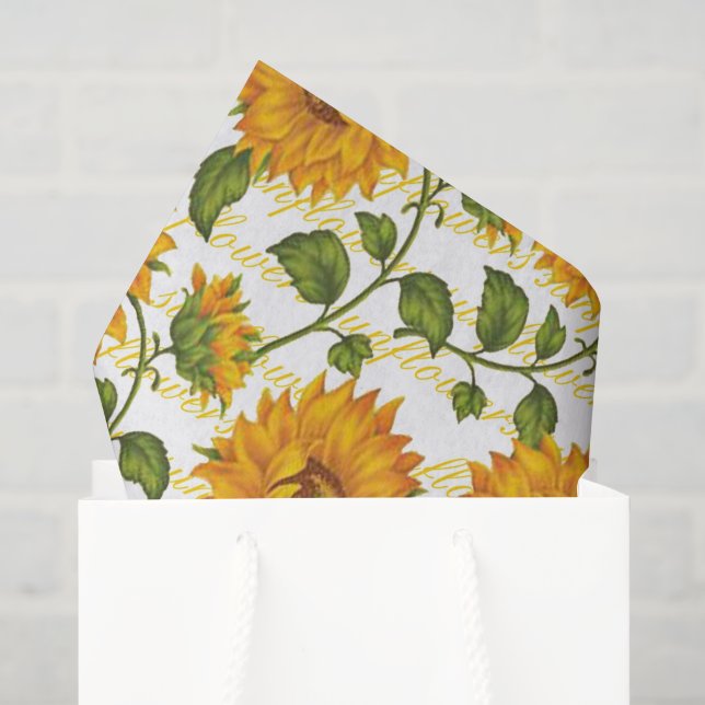 Papel De Seda Girassóis e texto (Sacola de presentes)