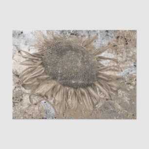 Papel De Seda Girassóis Gigantes Arte Decoupage Dourado Cinza Vi