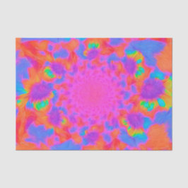 Papel De Seda Girassóis Laranja Rosa Arte Floral Abstrata