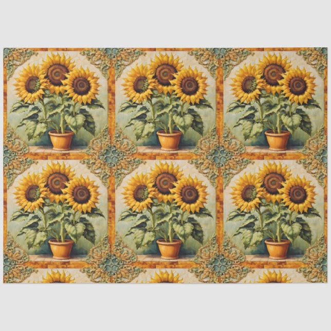 Papel De Seda Girassóis Linda Coleção Moderna (Frente )