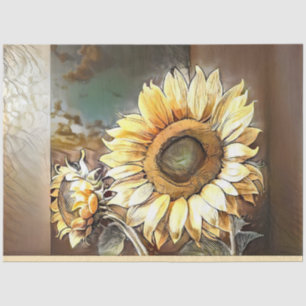 Papel De Seda Girassóis Na Coleção De Arte Moderna Da Janela