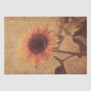 Papel De Seda Girassóis Vintage Girassóis Sepia Arte Floral Am