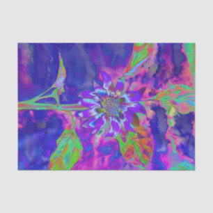 Papel De Seda girassol azul-abstrato   retro funky