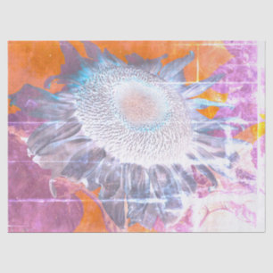 Papel De Seda Girassol Negativo Roxo Marrom Chic Arte Vintage