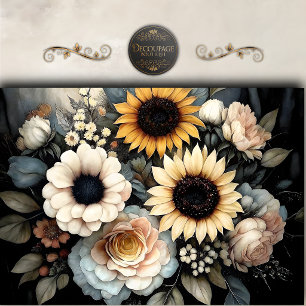 Papel De Seda Girassol Rosa Decoupagem Floral Moody