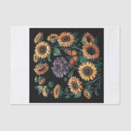 Papel De Seda Girassol Roxo Empoeirado, Decoupage Floral Dramáti