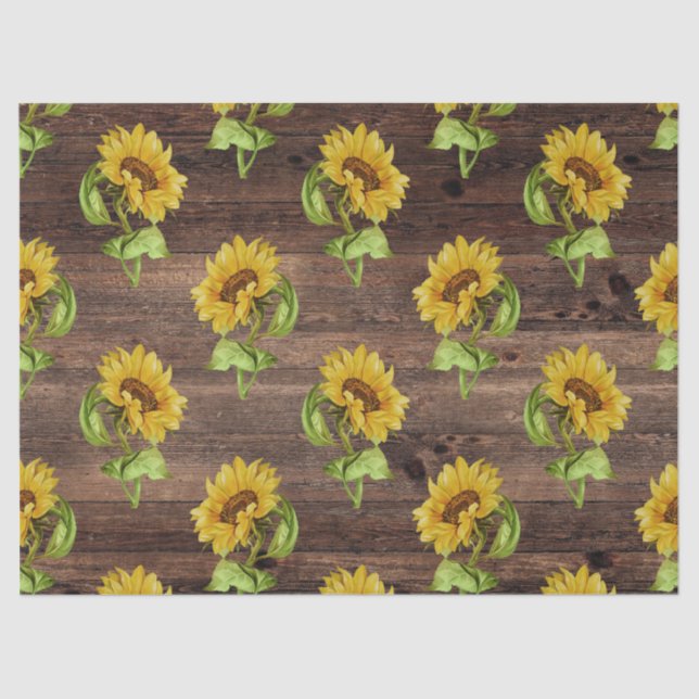 Papel De Seda Girassol Russo na Decoupage de Madeira (Frente )