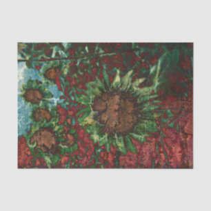 Papel De Seda Girassol Vintage Marrom Verde Arte Decoupage