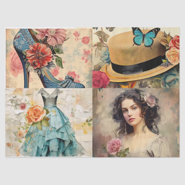 Papel De Seda Girly Dreams Collage Tissue Paper (Frente )