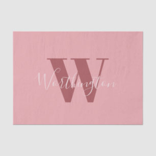 Papel De Seda Girly Monograma e Nome cor-de-rosa vermelho